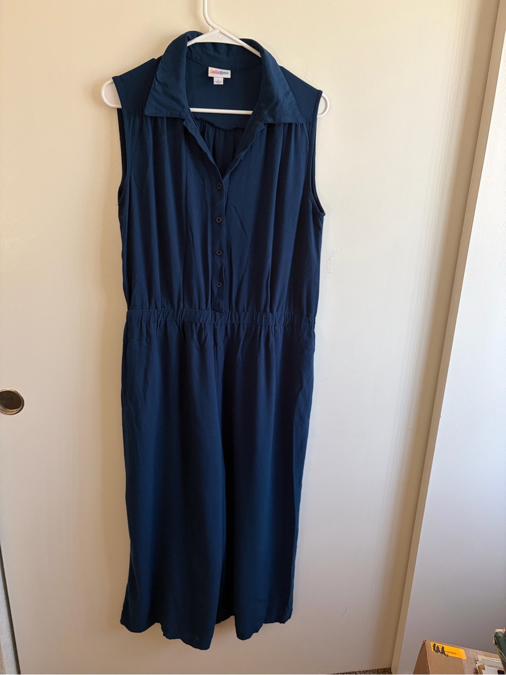 LuLaRoe Sleeveless Navy Button-Front Jumpsuit